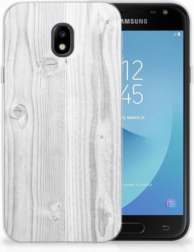 Samsung Galaxy J3 2017 Bumper Hoesje White Wood