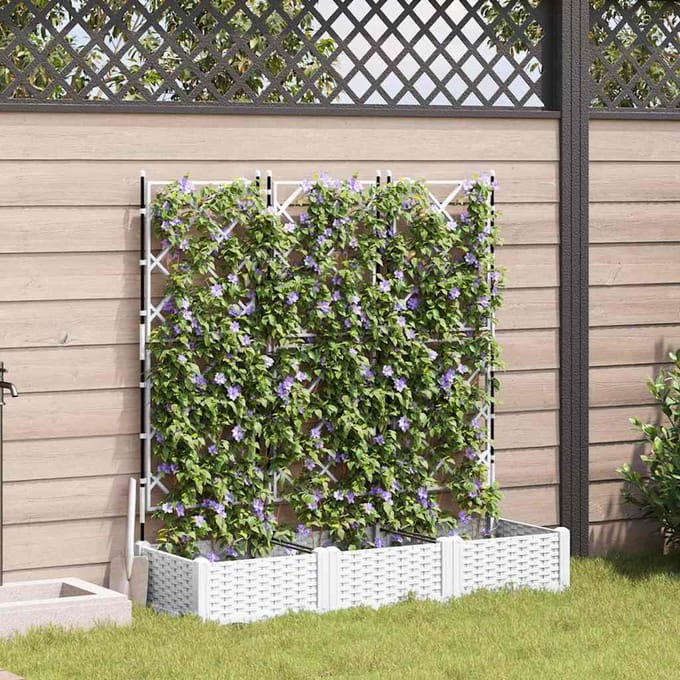 vidaXL - Plantenbak - 3 - st - Wit - 120 - x - 40 - x - 125,5 - cm - PP
