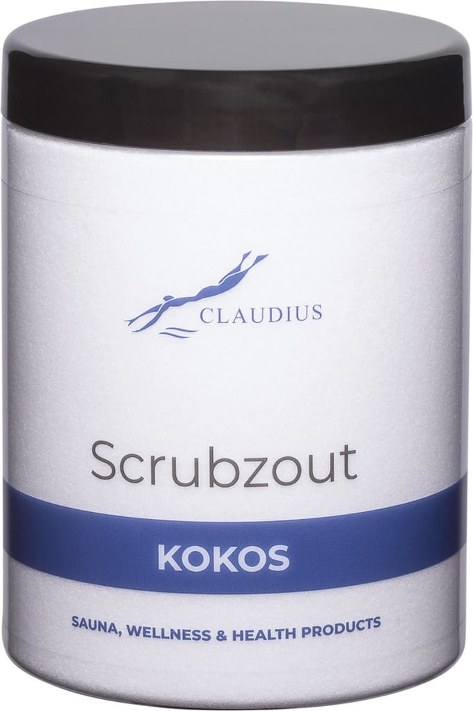 Scrubzout Kokos in handige pot - 1250 gram - met zwarte deksel - Hydraterende Lichaamsscrub