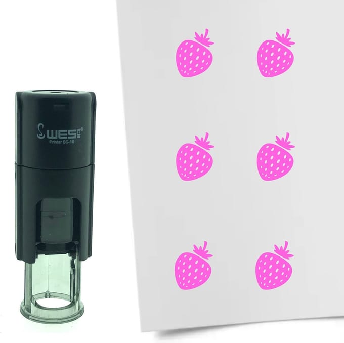 CombiCraft Stempel Aardbei 10mm rond - Roze inkt