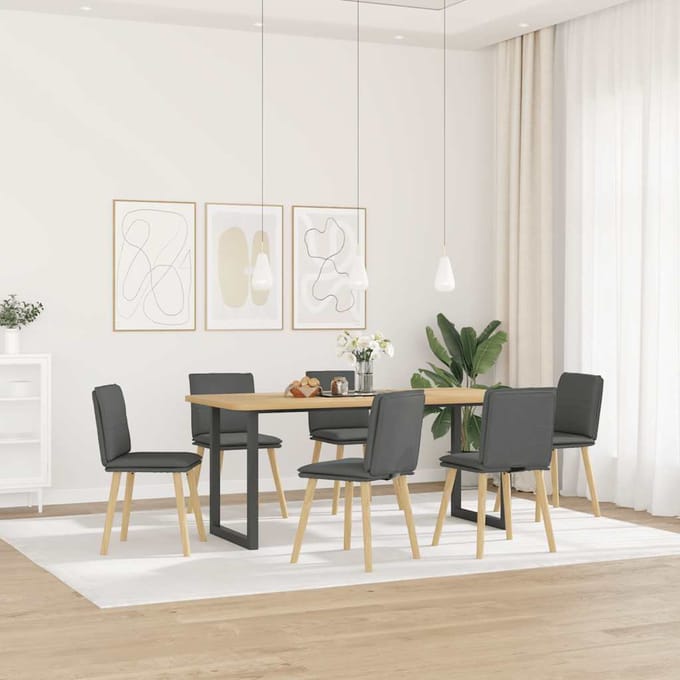 vidaXL - Eetkamerstoelen - 6 - st - stof - donkergrijs