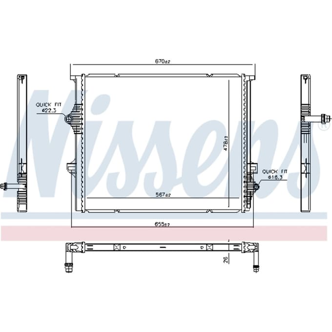Lage-temperatuurRadiator, laadluchtRadiator NISSENS 606397