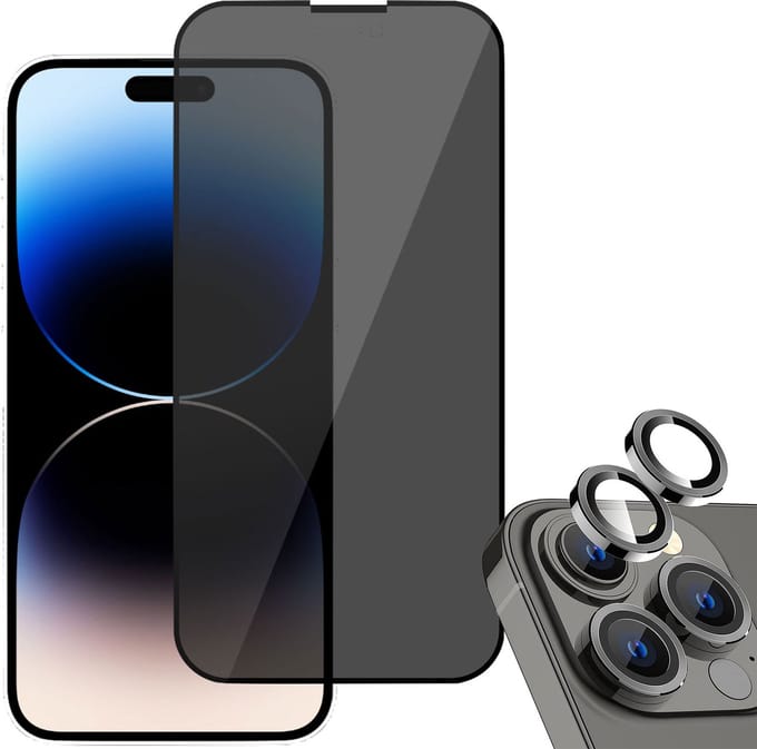 Geschikt voor iPhone 14 Pro Max Privacy Screenprotector + Beschermglas Geschikt voor iPhone 14 Pro Max Camera Lens - Privé - Glas
