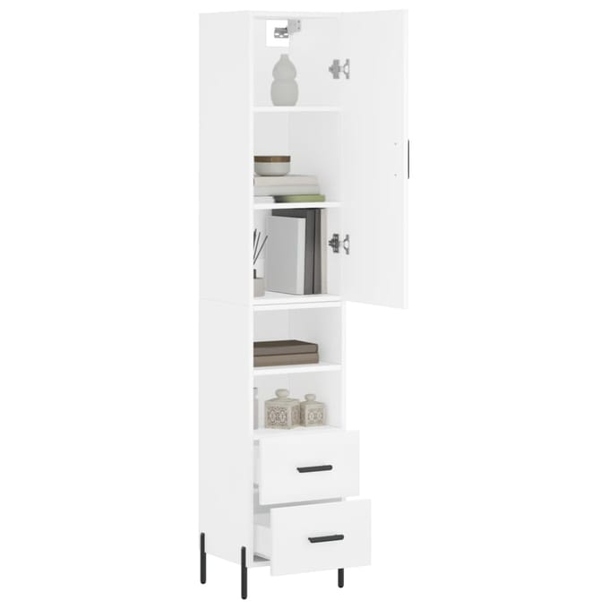 vidaXL - Hoge - kast - 34,5x34x180 - cm - bewerkt - hout - wit