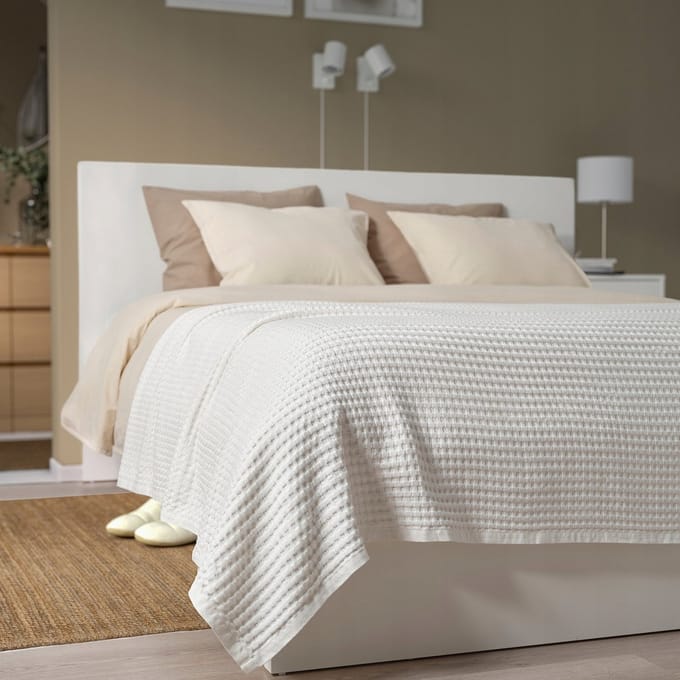 2x Witte Plaid/Sprei 230x250 cm - Gerecycled Katoen