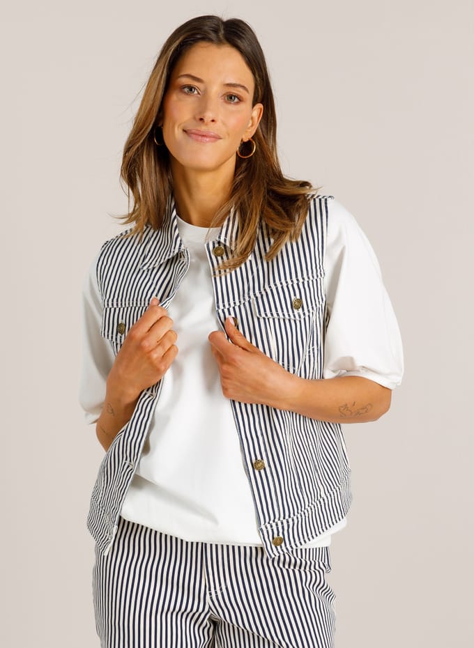 IVY BEAU Vaneeza Tops - Off White/Night Blue - maat 38