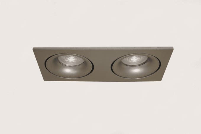 Inbouwspot Rechthoek Kantelbaar Grijs 2lichts GU-10
