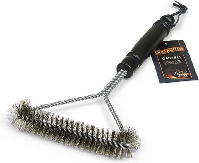 QuickGlow - BBQ borstel - handige 3-hoekige staalborstel met steel