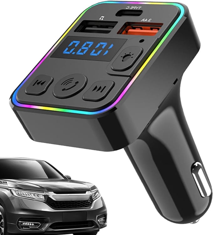FM-zender Auto - Draadloze Ontvanger - Muziek Streamen - Dubbele USB en Type-C - 83 x 50 x 45 mm