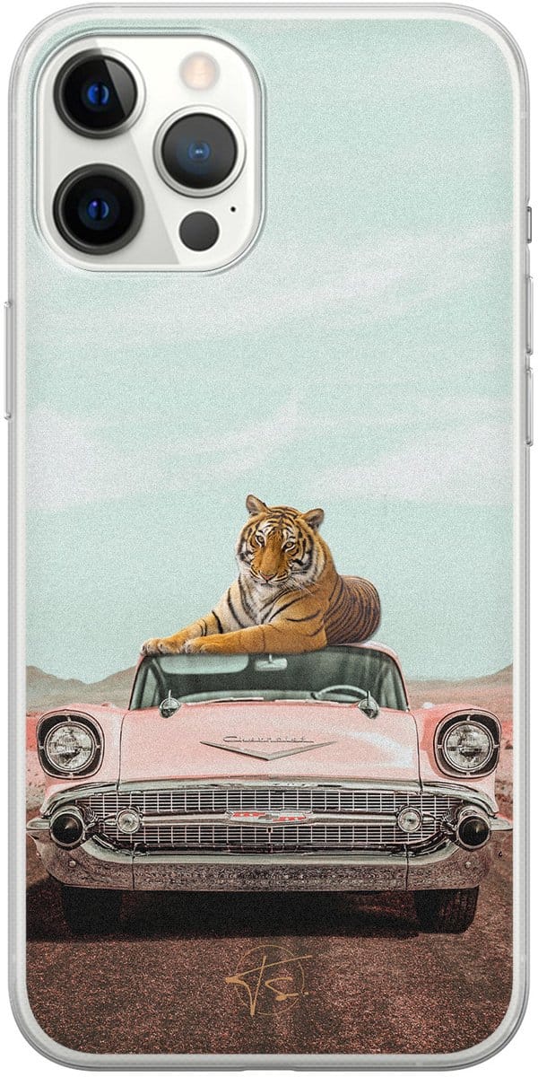Hoesje geschikt voor iPhone 12 Pro Max - Chill tijger - Soft Case - TPU - Print - Multi - ELLECHIQ