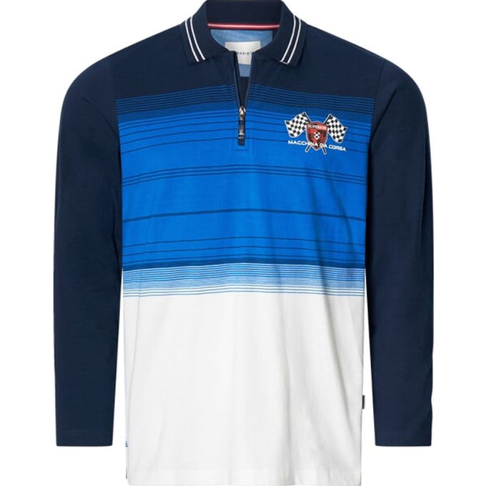 Babista herren Poloshirt Met Lange Mouwen - 48/50 - blauw - Plus Size