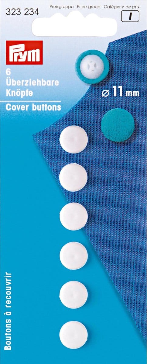Stofknopen kunststof 11 mm wit 6 st. 6 st. - Stofknopen - Prym