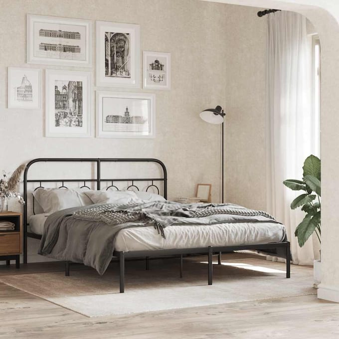 vidaXL - Vervangend - hoofdbord - 150 - cm - metaal - zwart
