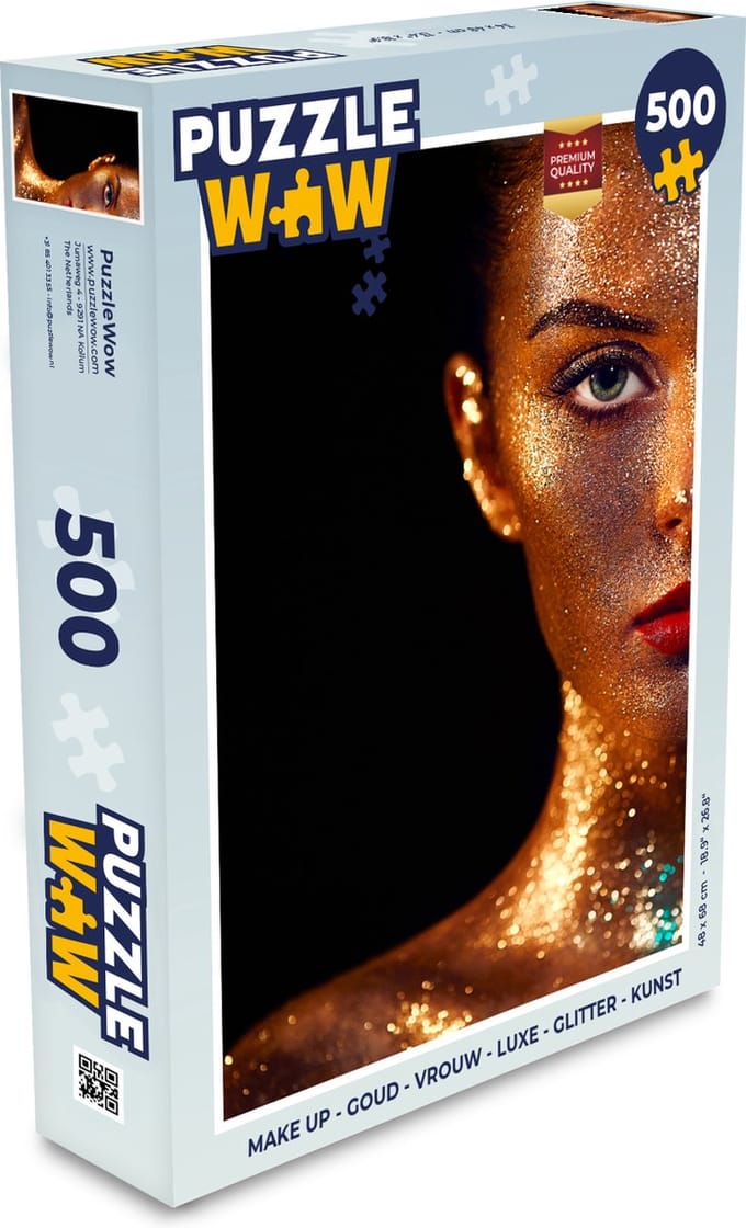 Puzzel Make up - Goud - Vrouw - Luxe - Glitter - Kunst - Legpuzzel - Puzzel 500 stukjes