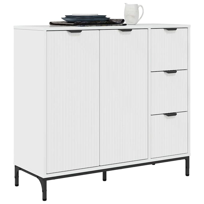 vidaXL - Dressoir - Hoogglans - wit - 89,5 - x - 33 - x - 82 - cm - Bewerkt - hout