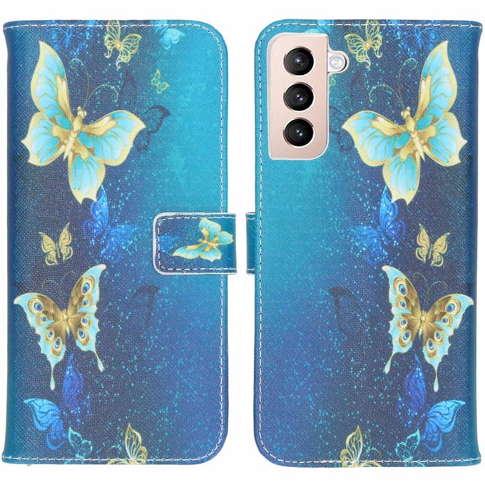 imoshion Hoesje - Geschikt voor Samsung Galaxy S21 Plus - Design Softcase Bookcase - Blue Butterfly