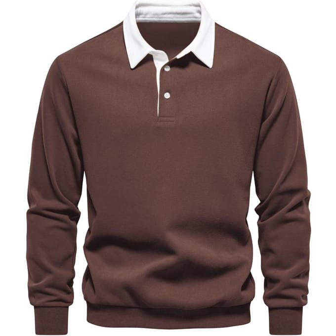 Heren Trui met Lange Mouwen en Polokraag Herfst Trend Heren Trui All-match L brown