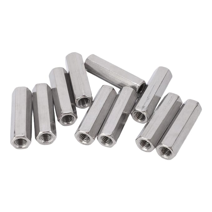 10 stuks Zeskant Koppelmoer Set Connector 304 Roestvrij Staal Industriële Bevestiger M8x1.25 13 L50mm