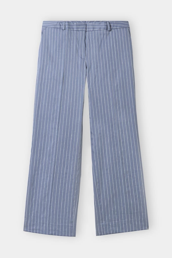 Brooks Brothers Pinstripe Linen Blend Trousers Light Blue Größe: M | Stoffhosen Outlet | Damen | Weiß