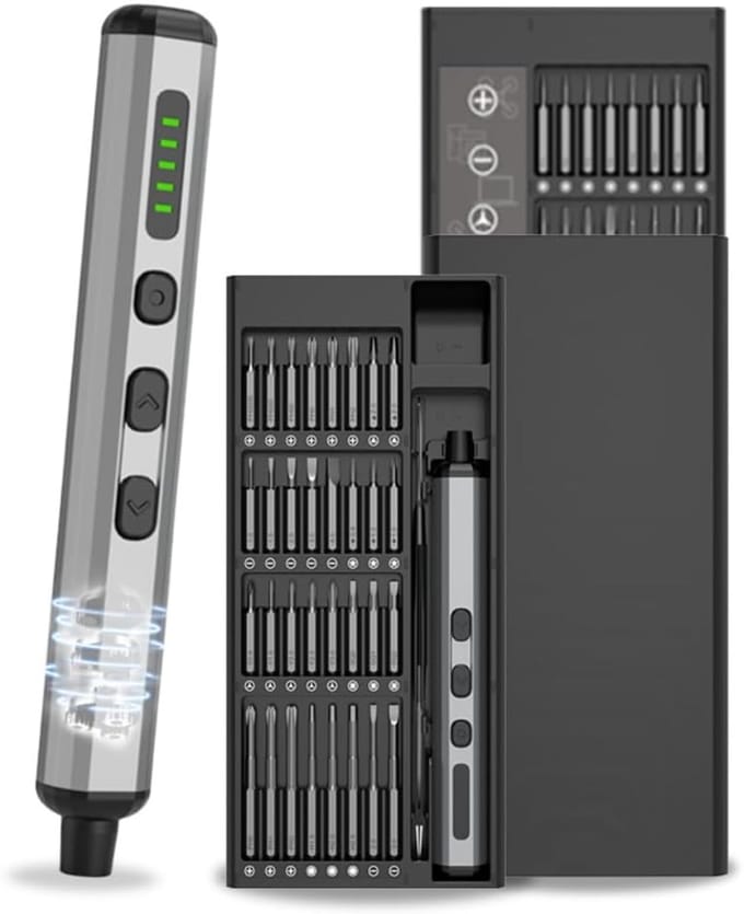 Precisie Elektrische Schroevendraaier Set- 68 bits - USB-C Oplaadbaar – voor Professioneel Reparatie - Zwart