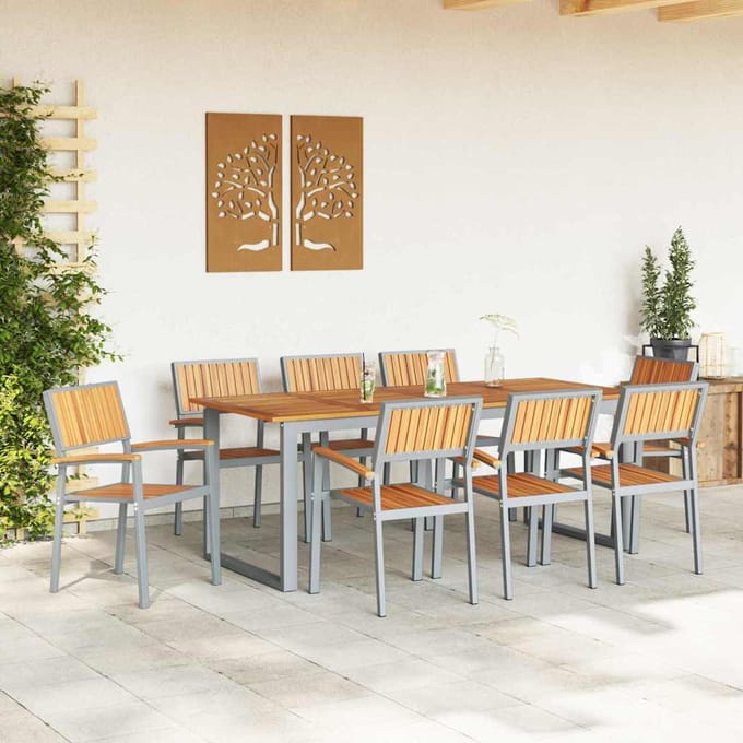 vidaXL - Stapelstoel - 8 - st - Bruin - Massief - Acacia - Hout - Stapelbaar