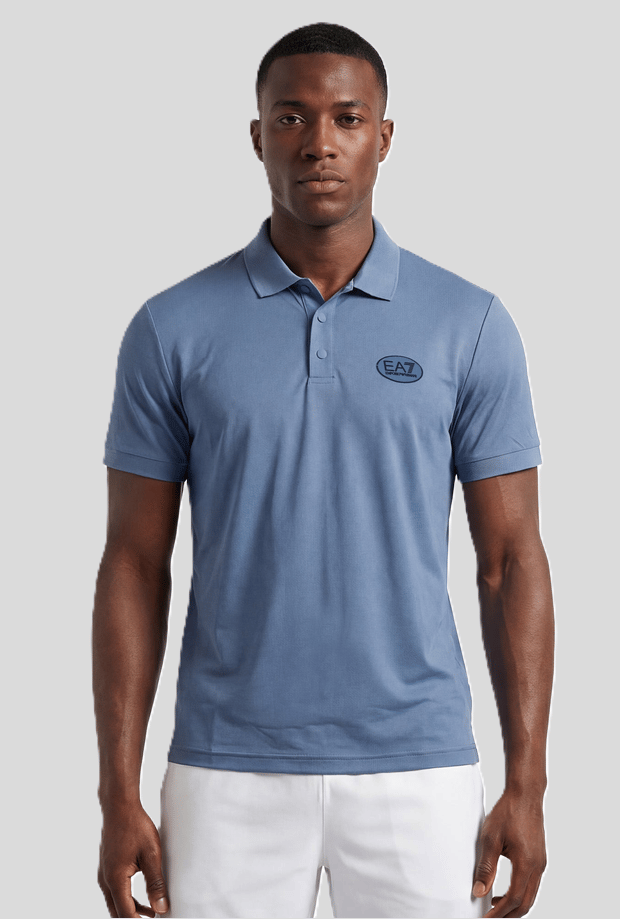 polo technische stof blauw man