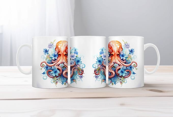 Auqarel koffiemok Octopus 5