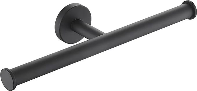 Dubbele wc-rolhouder mat zwart rond zonder klep