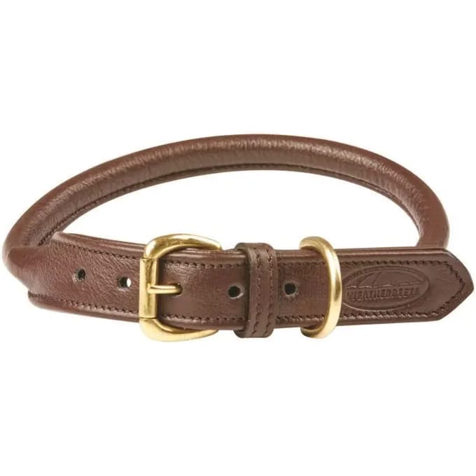 Opgerolde leren hondenhalsband Weatherbeeta