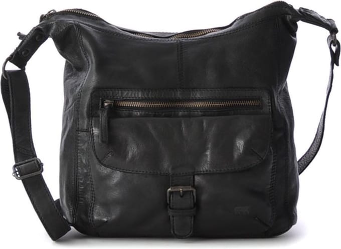 Bear Design Medium Crossbodytas / Schoudertas Dames - Leer - Anna - Zwart