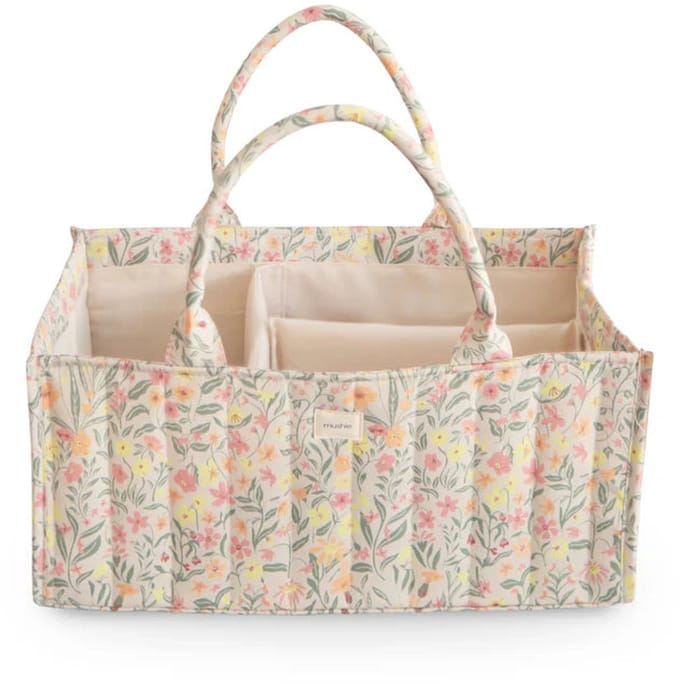 Mushie Diaper Caddy Draagbare Luier Organizer Pastel Blooms