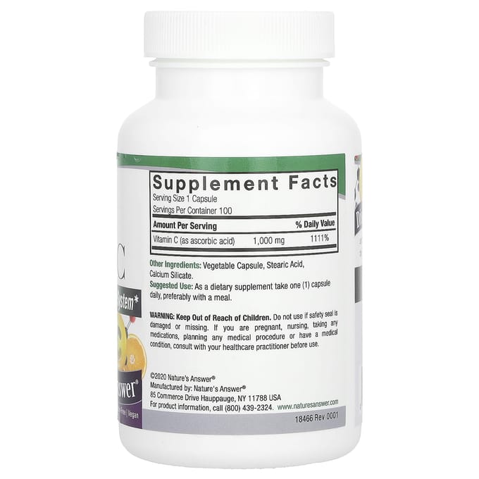 Nature'S Answer, Vitamine C, 1.000 mg, 100 Plantaardige Capsules