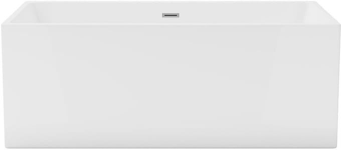 Vente-unique Halfvrijstaand rechthoekig bad – 150 × 75 × 58 cm – acryl – wit – 250 L – PIKAIA