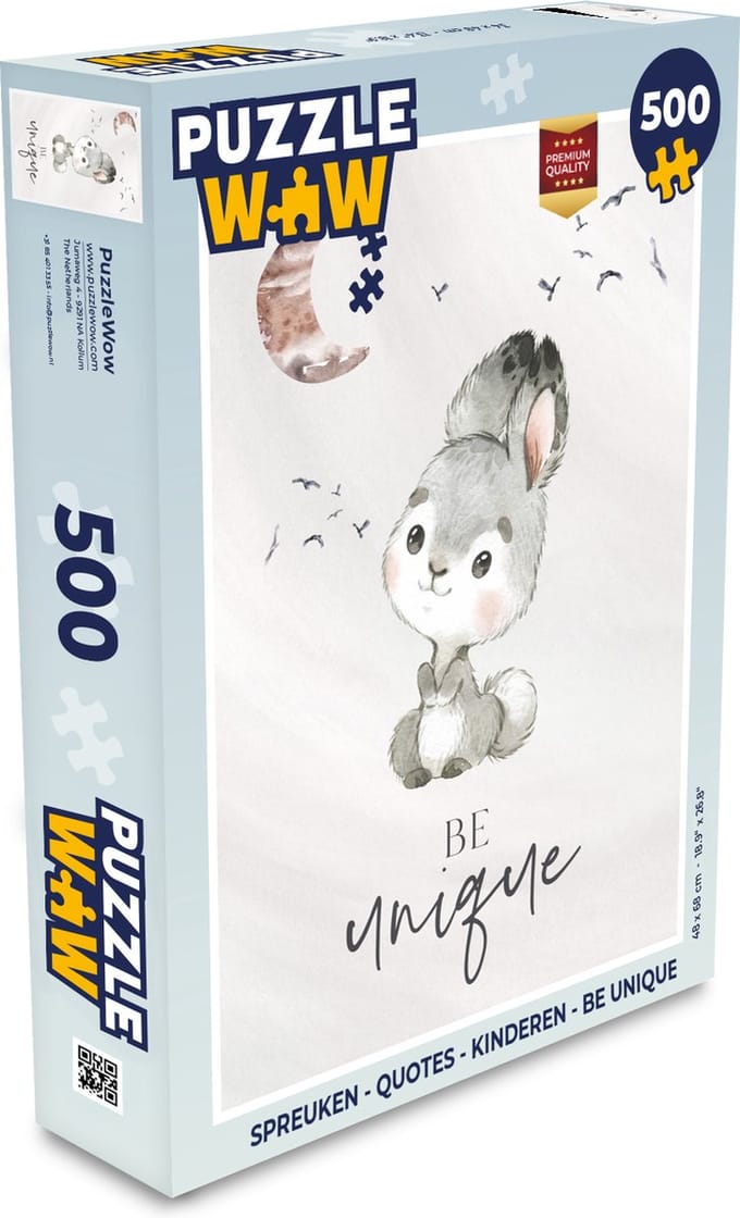 Puzzel Quotes - Kinderen - Be unique - Jongens - Meisjes - Waterverf - Legpuzzel - Puzzel 500 stukjes