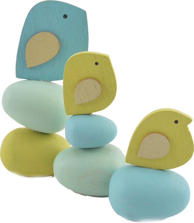Set van 3 houten vogeltjes