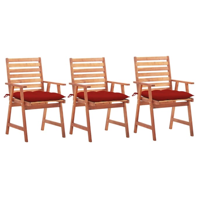 vidaXL - Tuinstoelen - 3 - st - met - kussens - massief - acaciahout