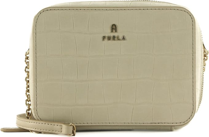FURLA Leren Schoudertas Camelia Mini Camera Case Fullmoon Beige