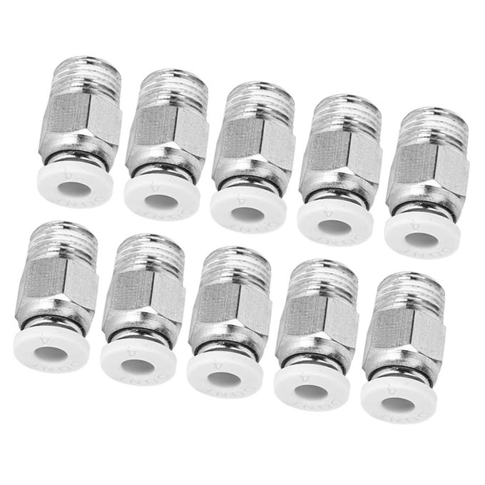 10 Pièces Raccords Pneumatiques Droits Argent Filetage M10 Accessoires Imprimante 3D PC4-01 white