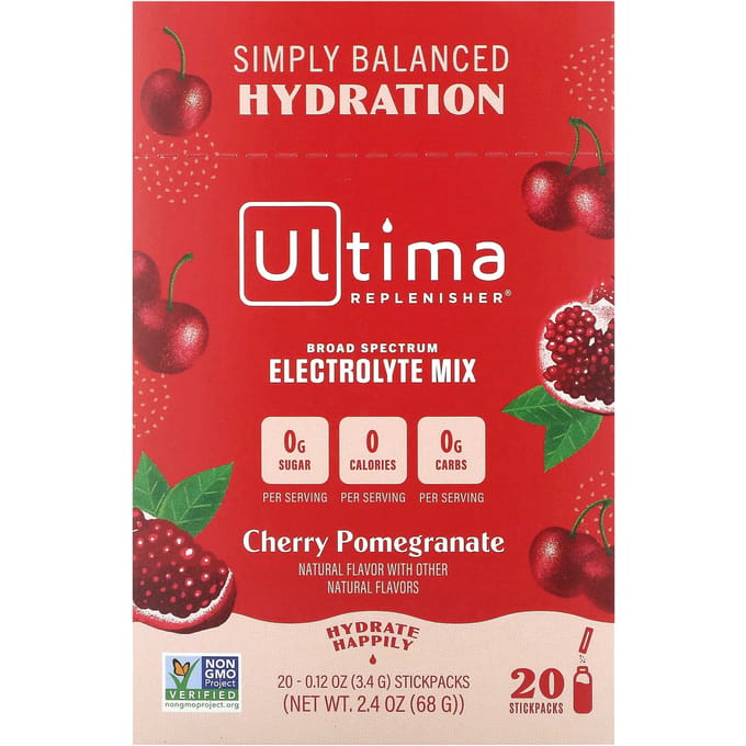 Ultima Replenisher, mélange d'électrolytes, cerise grenade, 20 sachets, 0,12 oz (3,4 g) Chaque