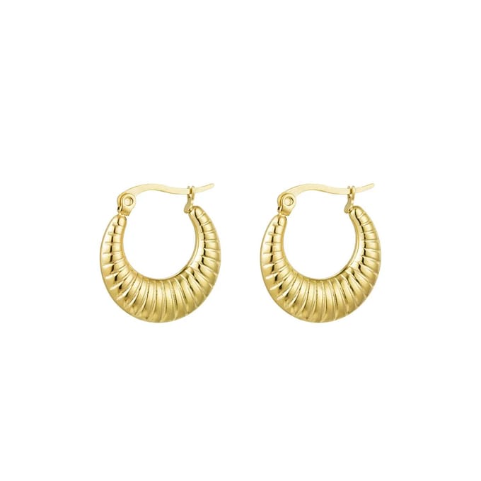 Yehwang - oorbellen - oorringetjes - gestreept - goud - rvs - dames