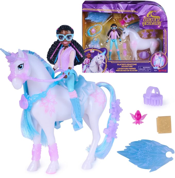 Spinmaster Unicorn Academy – Glacier' Gemstone Adventure - Pop Layla & Unicorn Glacier (11.5 cm & 12.5 cm)