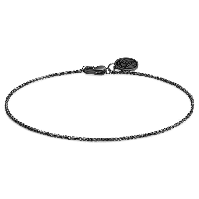 Essentials | 1 mm Gunmetal Zwarte Armband met Gebogen Venetiaanse Schakels