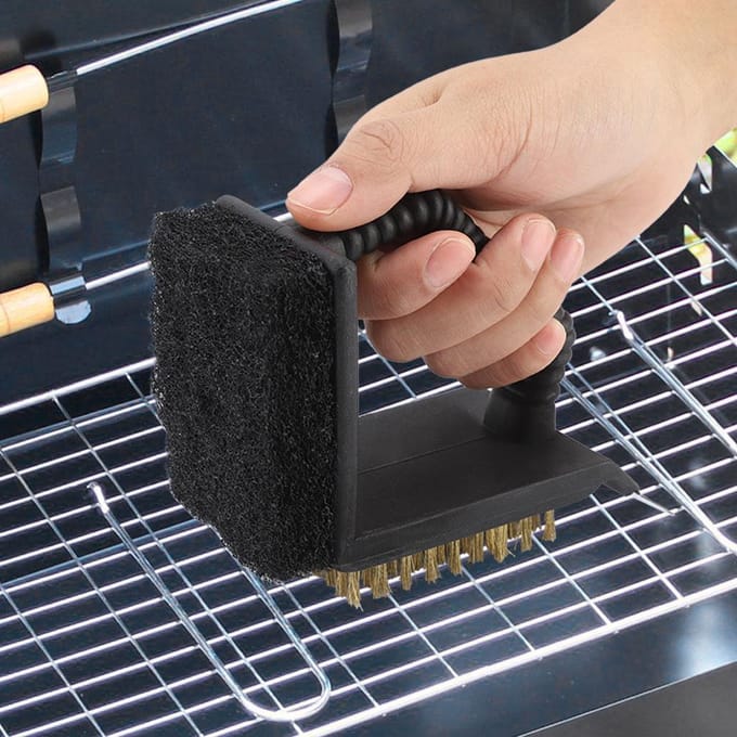 BBQ Cleaner Multifunctioneel 3-in-1 Duurzame Roestvrij Staal Barbecue Oven Reinigingsborstel black
