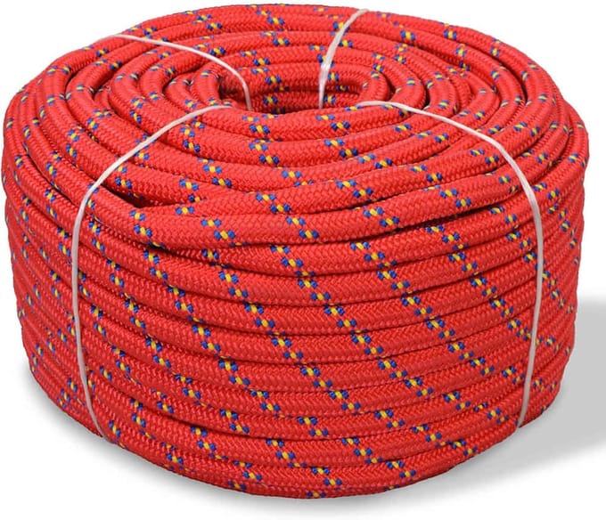 Boottouw - Scheepstouw - Veilig vastmaken - Drijft op water - 12 mm x 50 m - Rood