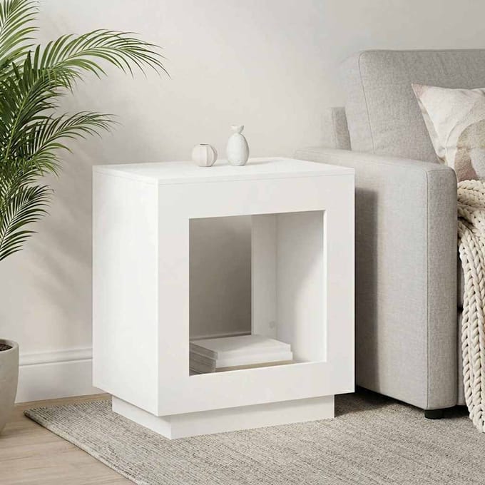 vidaXL - Bijzettafel - Wit - 60 - x - 40 - x - 65 - cm - Bewerkt - hout