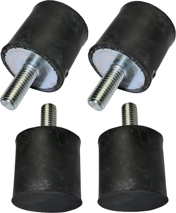 Set van 4 Trillingsdempers met M8 Schroefdraad - Rubber Voetjes voor Apparatuur - Ø30mm