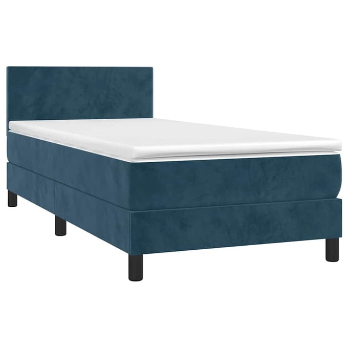 vidaXL - Boxspring - met - matras - en - LED - fluweel - donkerblauw - 100x200 - cm