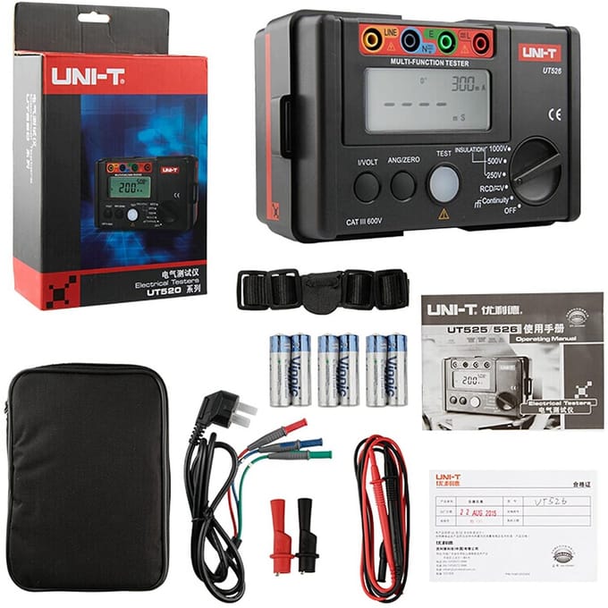 Multifunctionele Isolatieweerstand Tester met RCD & Laagohmige Meting