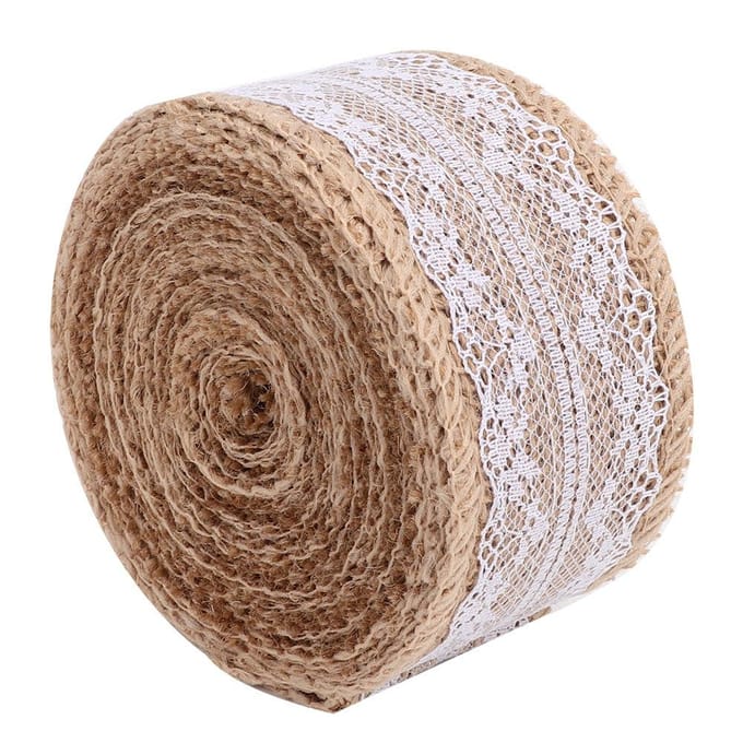 2 Rollen 5m Mooi Linnen Kant Rol Lint Huis Kerst Bruiloft DIY Accessoires Type 1 beige