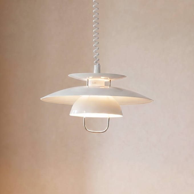 Lindby hanglamp Nadija, wit, 43 cm, in hoogte verstelbaar, E27